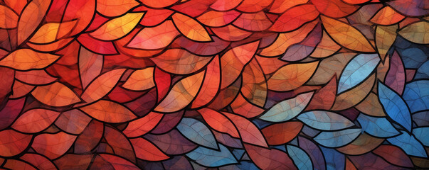 Autumn Colored Leaves Background extreme closeup. Generative AI