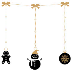 Gold Hanging Christmas Decoration Icon