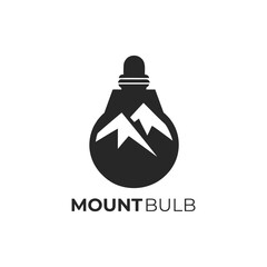 creative bulb lamp combined with mountain illustration logo design