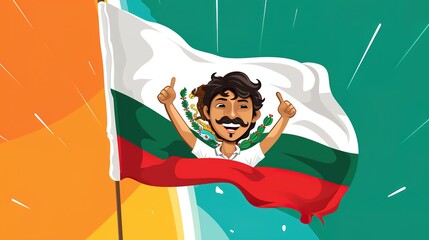 Illustrations and icons of the Mexican flag and the celebration of the holiday in the context of Mexico's Independence Day,AI generated. 
