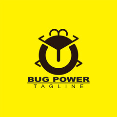 logo design from a combination of bug and power symbols can be used for electronic equipment or company logos.