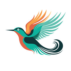 Abstract bird vector icon design. Colorful hummingbird logo design.