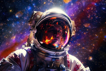 Obraz na płótnie Canvas An Astronaut's Spacesuit Amidst Luminous Stars. Generative AI