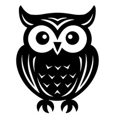 black owl icon vector 