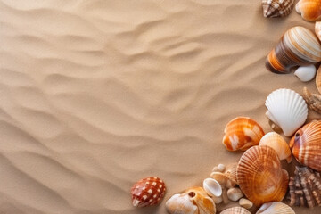 Fototapeta na wymiar A Delicate Balance of Sand, Water, and Shells. Generative AI