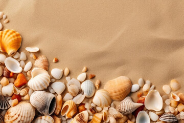 Fototapeta na wymiar Seashells, Water, and Sand in Perfect Harmony