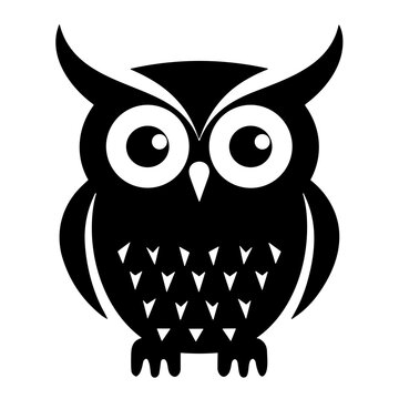 black owl icon vector 
