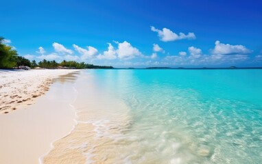 Fototapeta na wymiar Beautiful beach with white sand and turquoise water, Generative AI