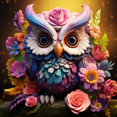 owl and flower style