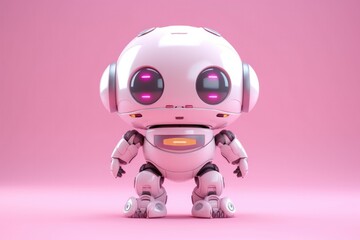 Illustration of futuristic robot isolated on pastel color background, Generative AI
