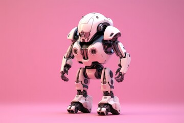 Obraz na płótnie Canvas Illustration of futuristic robot isolated on pastel color background, Generative AI