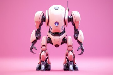 Fototapeta premium Illustration of futuristic robot isolated on pastel color background, Generative AI