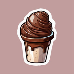 Ice cream sticker cartoon cute isolated badge of cold sweet summer dessert colorful kids emblem