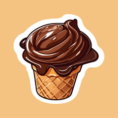 Ice cream sticker cartoon cute isolated badge of cold sweet summer dessert colorful kids emblem