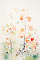 Watercolor, forest, abstract, blob test, white background, mute colors with Generative AI technology.