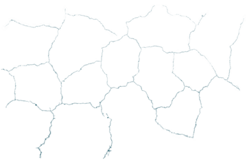 Many small cracks on the wall with transparent background macro