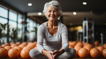 Fototapeta premium senior woman exercise generative ai. 