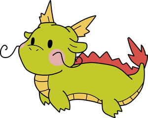 可愛くデフォルメした横向きの龍のイラスト
