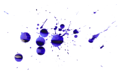 Blue ink splashes, droplets isolated on white 