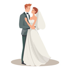 bride and groom couple wedding vector illustration