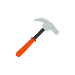 Carpenter hammer in flat style. Carpenter hammer isolated icon on white background. Vector illustration