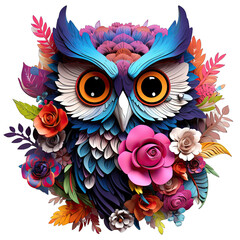 owl and flowers