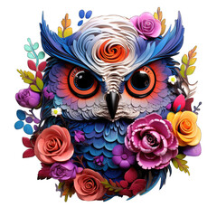 owl and flowers