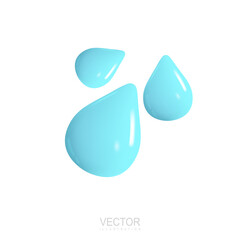 3d water drops isolated on white background. Water splash. Realistic vector