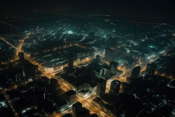 Obraz na płótnie Canvas top view of city street, drone photo, AI