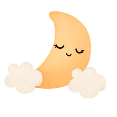 moon, cartoon, night, cute, pretty, icon, logo