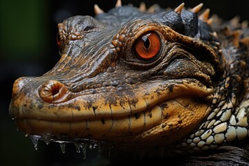 Large alligator head. Generative AI