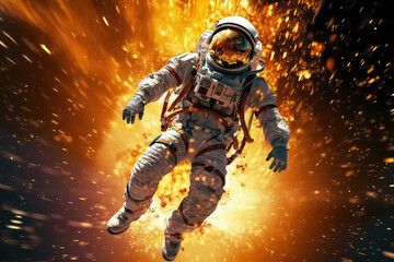 Fototapeta premium Astronaut in outer space over the planet Earth. AI