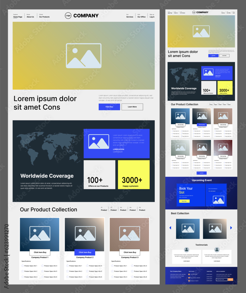 Wall mural new website ui design landing page wireframe isolated on gray background - vector illustration