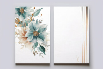 turquoise and beige Floral Design: Multi-Purpose Template for Wedding Invitations, Business Cards, Thank You Notes, Flyer, Poster,Cover ...
