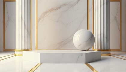 Fototapeta na wymiar 3d marble luxury podium abstract background. Copy space product presentation