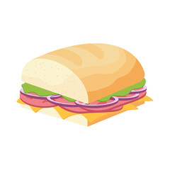 Sandwich. Snack fast food. Meatball sub, wrap and traditional ham and cheese on toast. Vector illustration isolated on white background EPS10