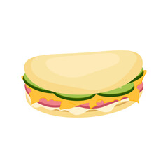 Sandwich. Snack fast food. Meatball sub, wrap and traditional ham and cheese on toast. Vector illustration isolated on white background EPS10
