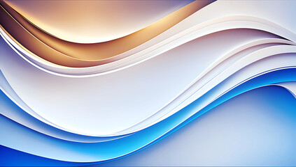 Abstract blue and creamy soft illustration with wavy forms. Elegance composition. AI generated.