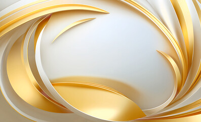 Abstract gold illustration with wavy forms. Elegance composition. AI generated.