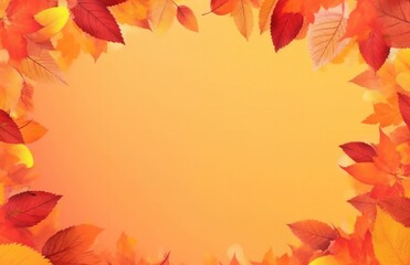 Naklejka na ściany i meble Autumn maple red, orange, yellow, brown foliage frame, Generative AI