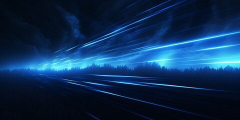 Fototapeta na wymiar Glimmering Blue Light Streaks: Realistic Illumination on Black Background