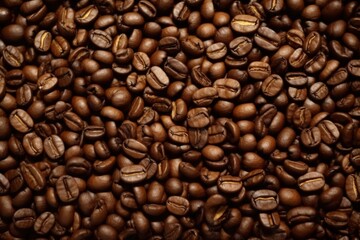Fototapeta premium Roasted coffee beans background, Generative AI
