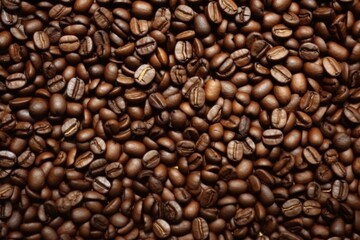 Naklejka premium Roasted coffee beans background, Generative AI