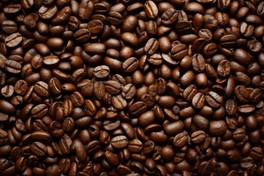 Roasted coffee beans background, Generative AI © tonstock