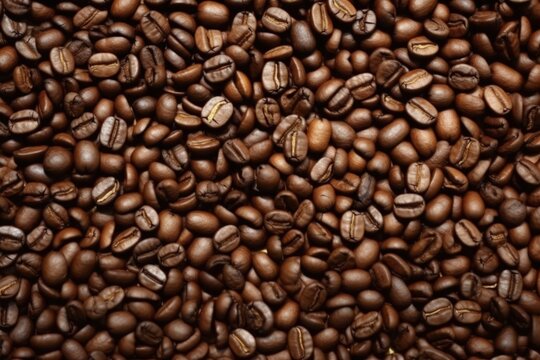 Roasted coffee beans background, Generative AI © tonstock