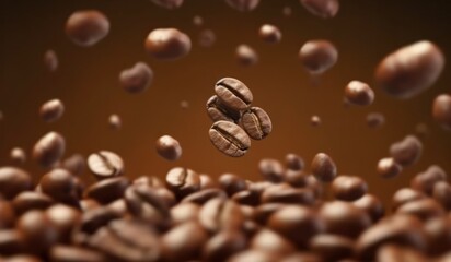 Coffee beans falling down, Generative AI