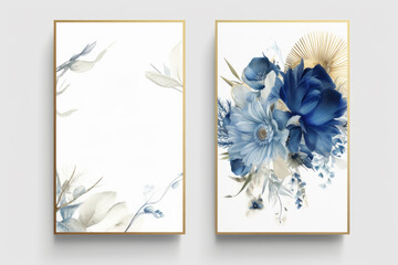 Imperial blue and light blue Floral Design: Multi-Purpose Template for Wedding Invitations, Business Cards, Thank You Notes, Flyer, Poster,Cover ...
