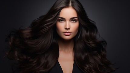 Fototapeta premium portrait of a woman with long hair with generative ai