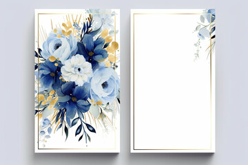 Imperial blue and light blue and white Floral Design: Multi-Purpose Template for Wedding Invitations, Business Cards, Thank You Notes, Flyer, Poster,Cover ...
