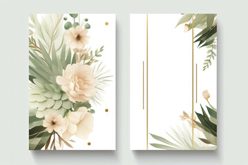 soft green and soft coral Floral Design: Multi-Purpose Template for Wedding Invitations, Business Cards, Thank You Notes, Flyer, Poster,Cover ...
